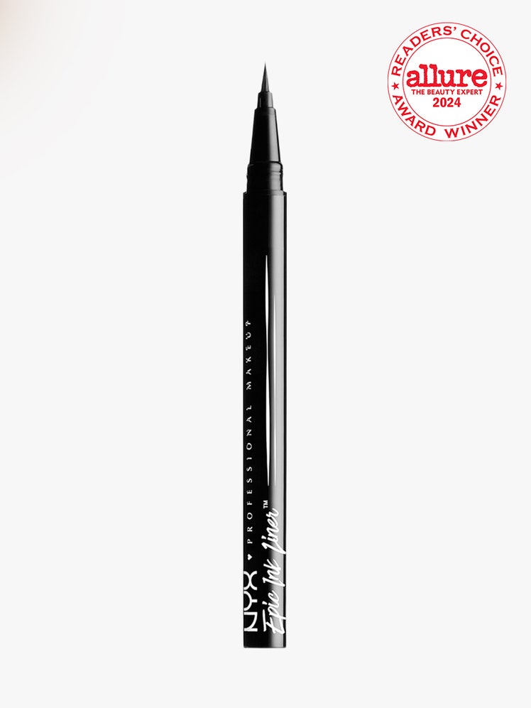 Nyx Professional Makeup Epic Ink Waterproof Liquid Eyeliner black liquid eyeliner pen on light gray background with...