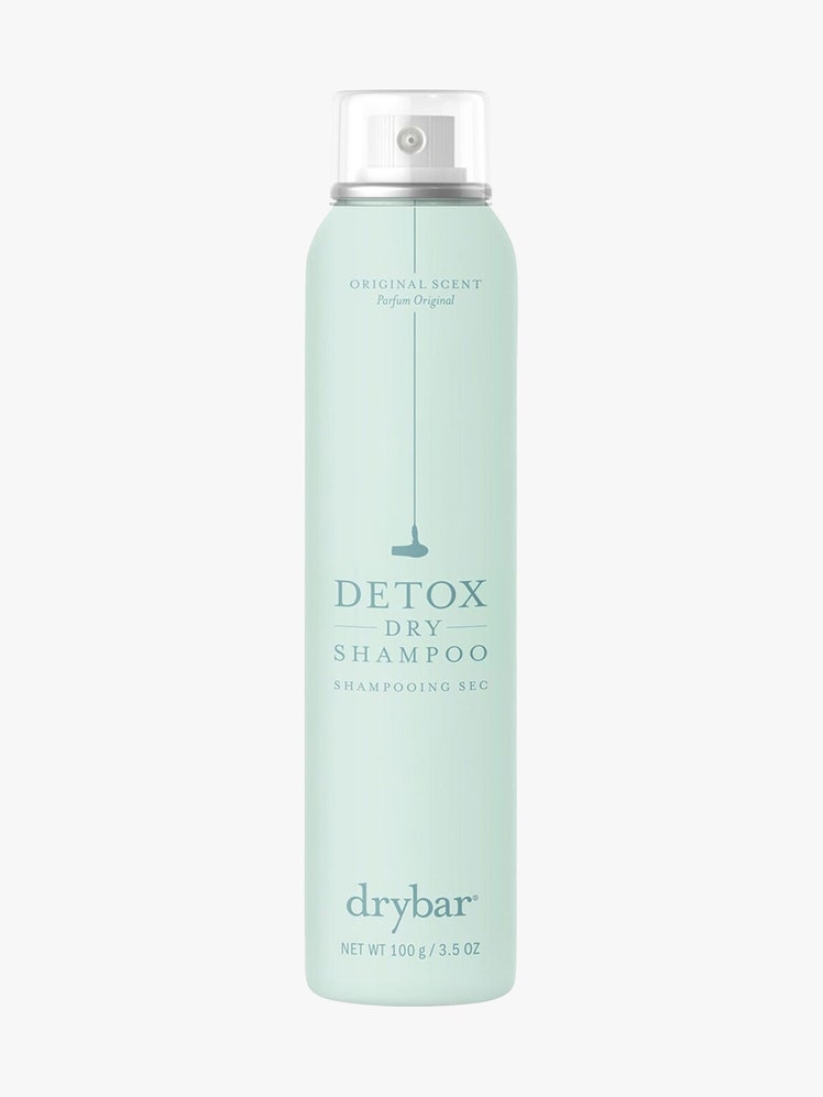 Drybar Detox Dry Shampoo mint spray canister on light gray background