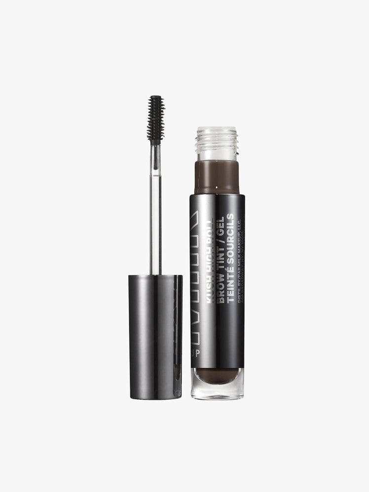 Kush High Roll Brow Tint Tubing Brow Gel black mascara tube on light grey background