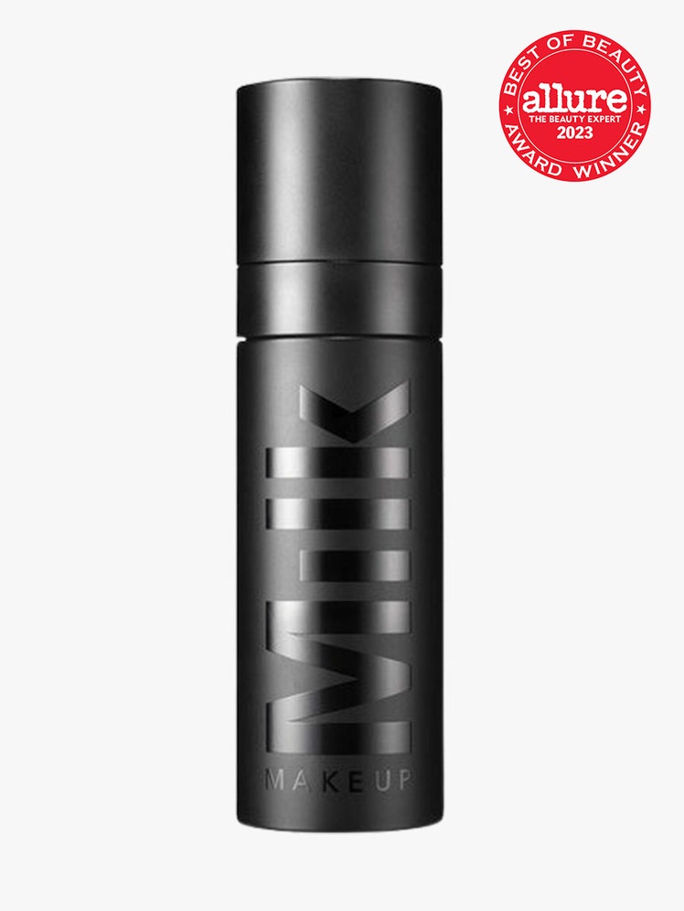 Milk Makeup Pore Eclipse Matte Setting Spray black bottle on light grey background