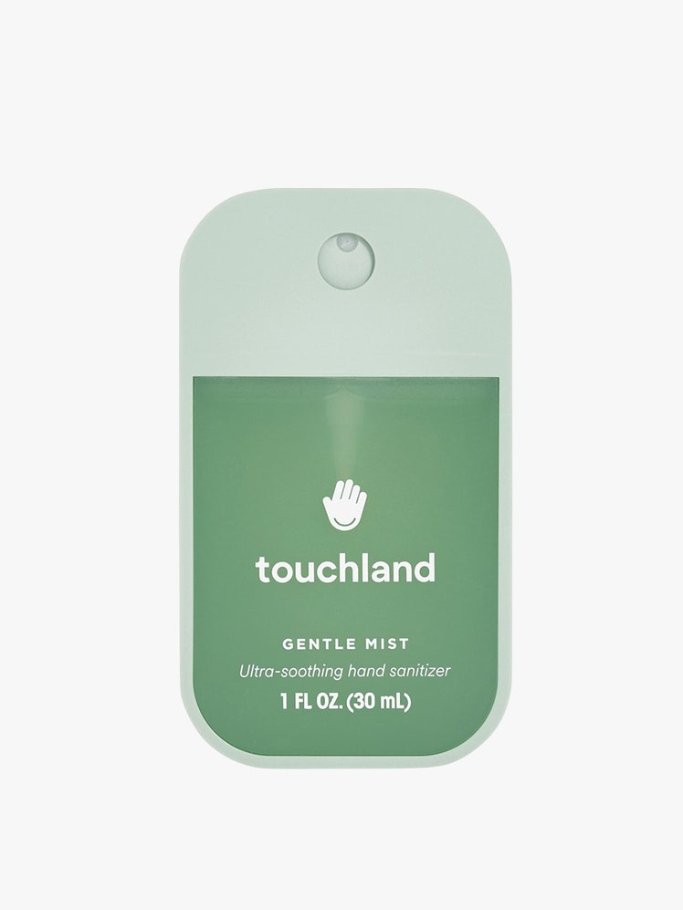 Gentle Mist UltraSoothing Hand Sanitizer green packet on light grey background