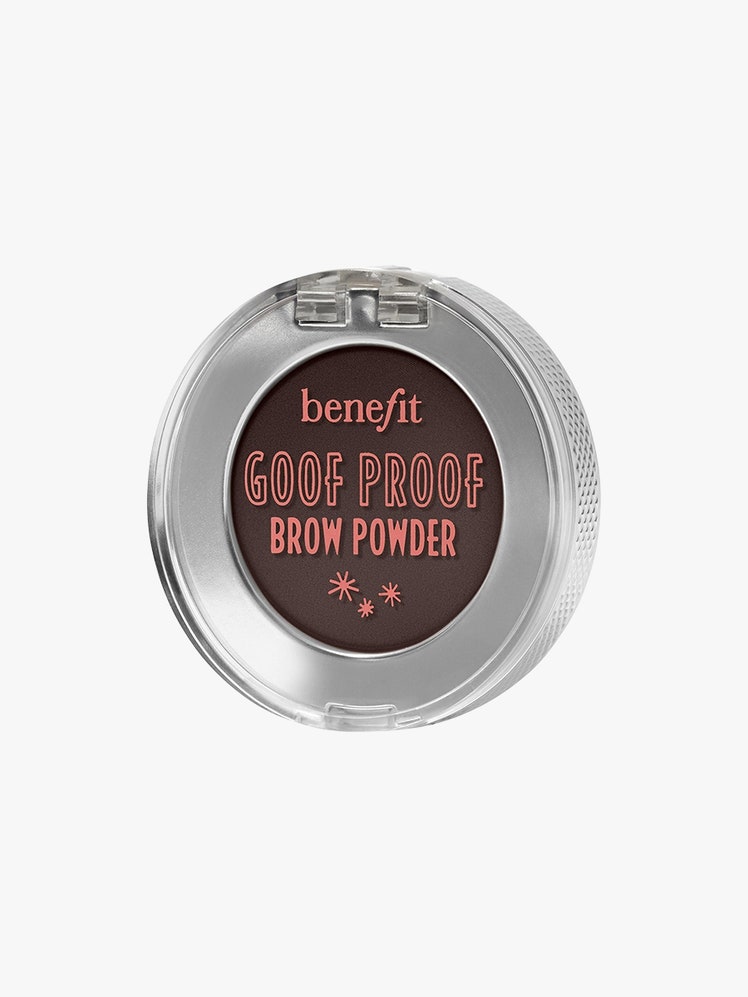 Goof Proof BrowFilling Powder silver and brown makeup case on light grey background