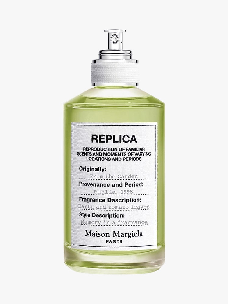 REPLICA' From the Garden Eau de Toilette green liquid in clear bottle on light grey background