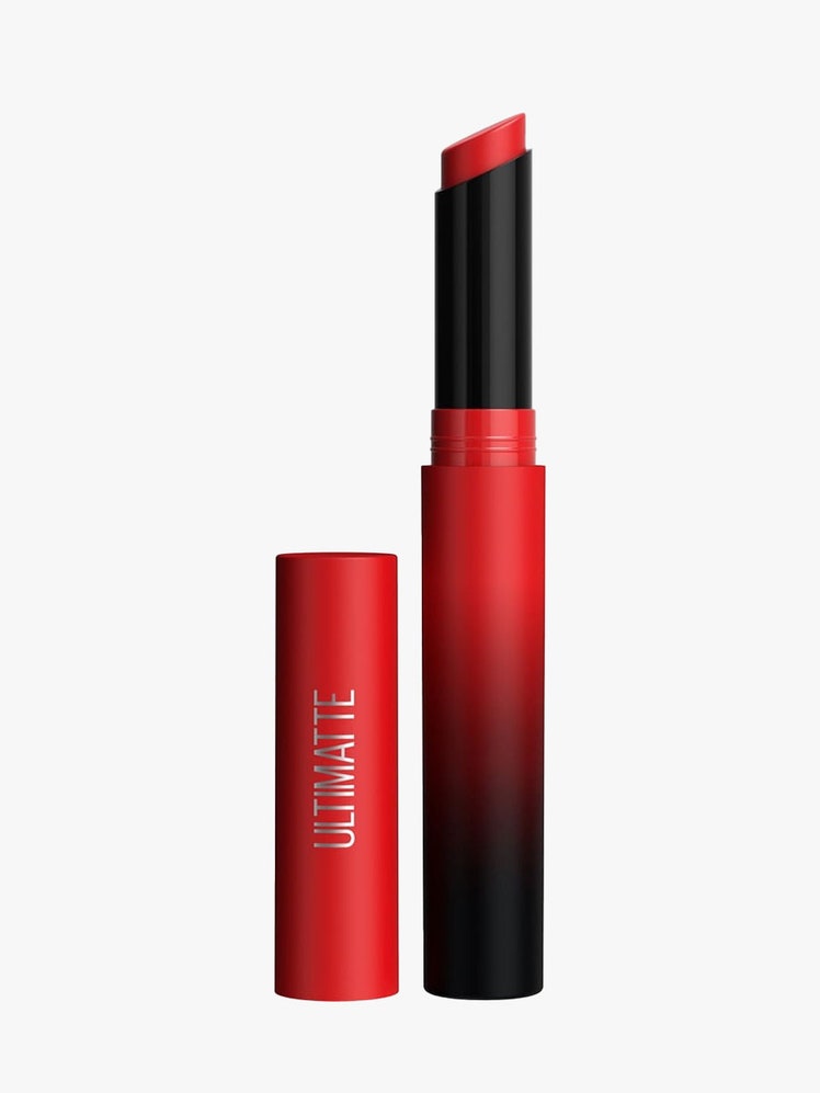 Maybelline New York Color Sensational Ultimatte Slim Lipstick in More Ruby on light gray background