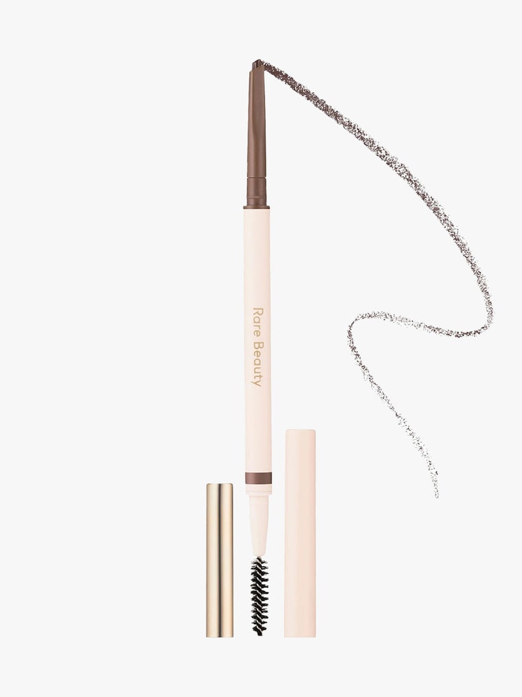 Brow Harmony Precision Pencil in Cool Brown light pink and brown brow pencil with squiggly swatch on light gray background