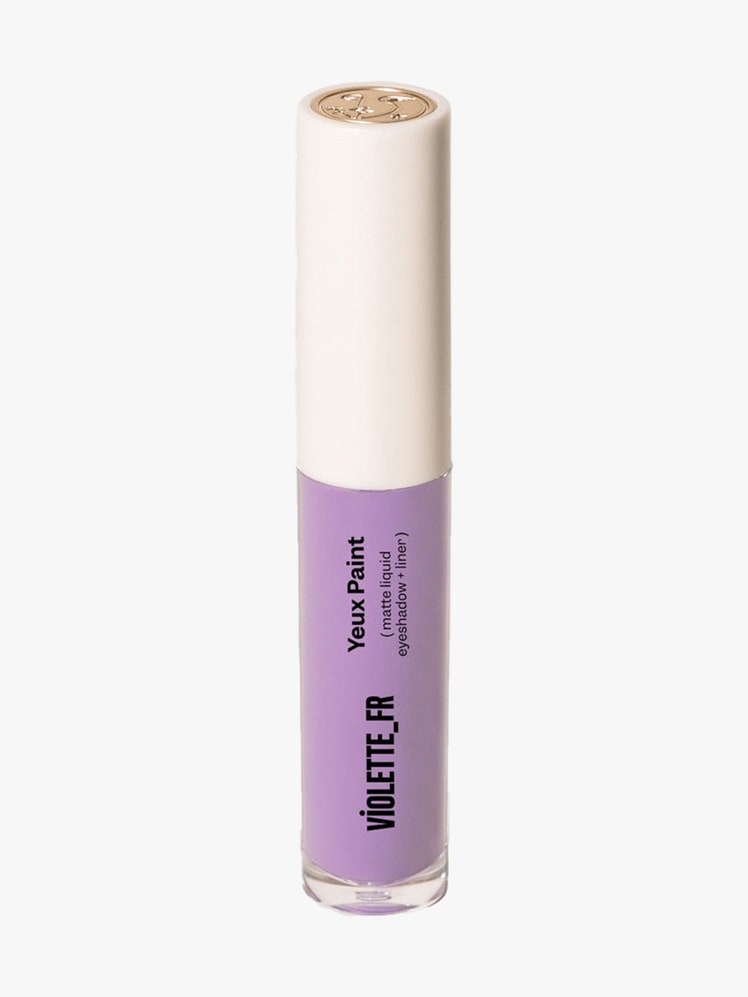 Yeux Paint in Nuage de Lilas vial of lavender liquid eye shadow with beige cap on light gray background