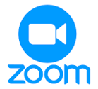 A logo of Zoom