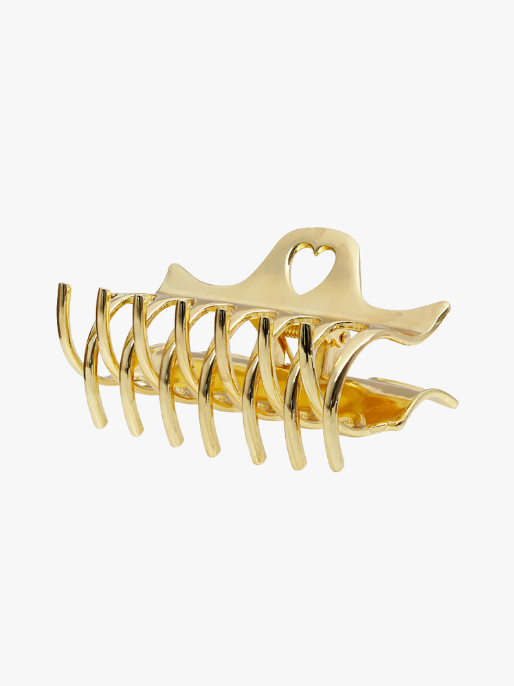 Heartbreaker Claw Clip in gold on light gray background